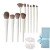 ALLEVG Makeup White Premium Fiber Suitable for Beginners and Sensitive Premium Fiber Makeup Gift Pouch Included Brushes, 10-Piece Set, Brushes,