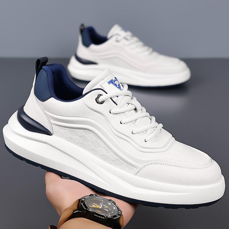 Мужские повседневные кожаные туфли мужские универсальные модные трендовые туфли на платформе белые туфли мужские 2025 трендовые кеды