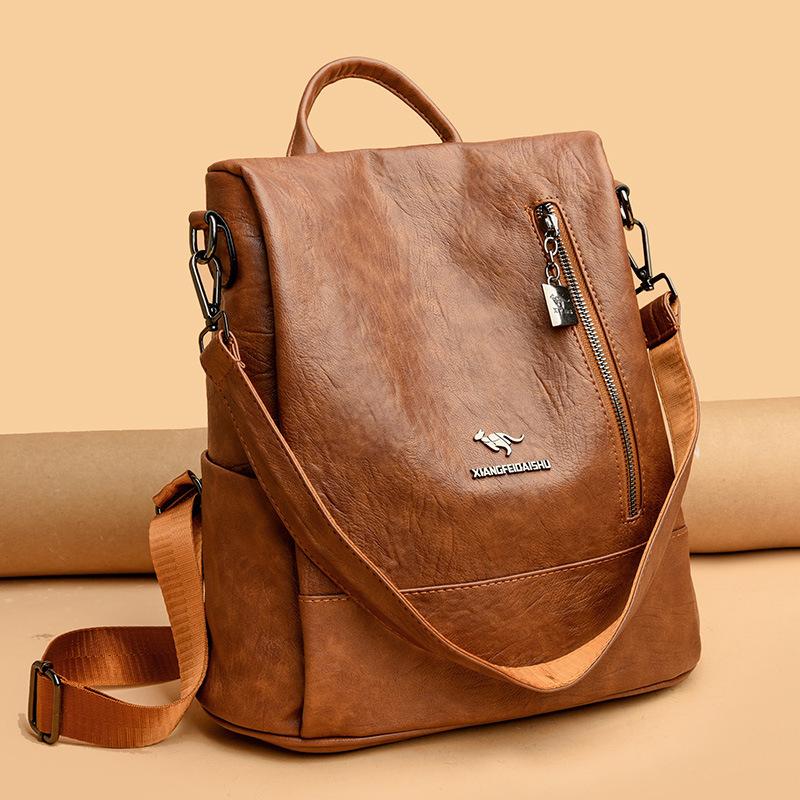 Модный женский рюкзак большой вместимости, многофункциональная женская сумка из мягкой кожи на одно плечо