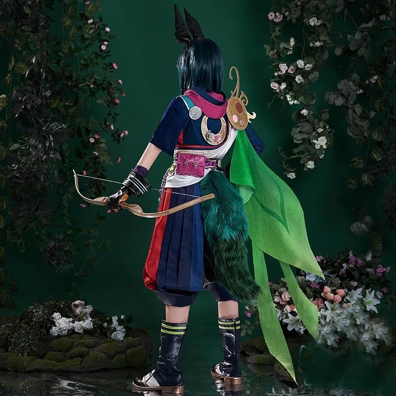 Genshin Impact Tignari Косплей Костюм Подкладка Толстовки Брюки Хвост Парик Униформа Для взрослых Унисекс Женщины Мужчины Хэллоуин Карнавал Одежда для вечеринок Аниме