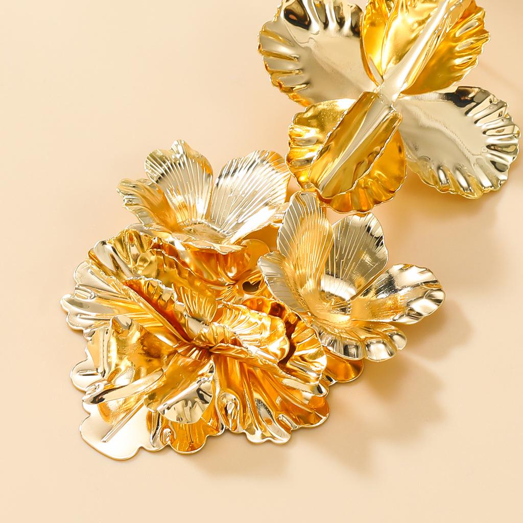 Punk Goth Flower Drop Earrings for Women Statement Piercing Earring Wed Jewelry Accessories