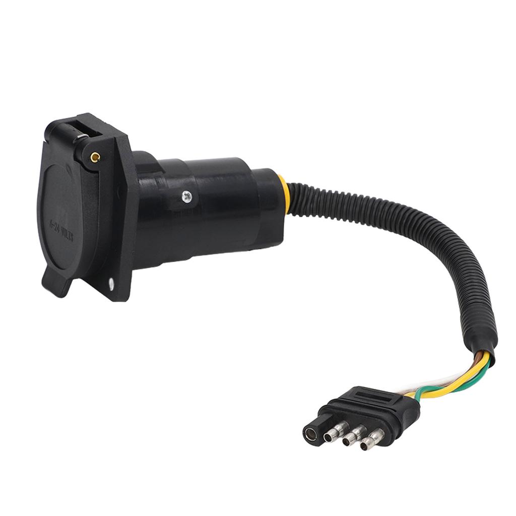 4 Pin To 7 Pin Trailer Plug Adapter Black Trailer Socket Adapter Fit for All  Trailer Plugs