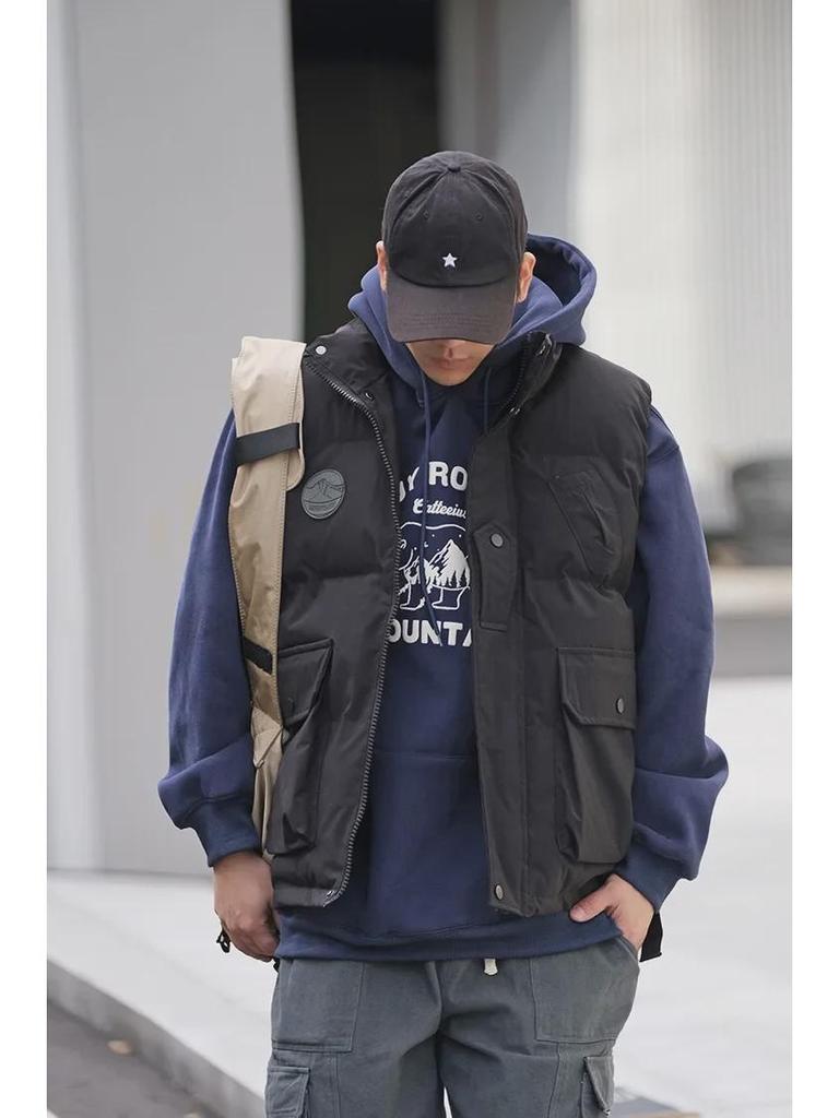 Men's American-Style Cotton Workwear Vest: Warm, Trendy Autumn/Winter Fashion Waistcoat