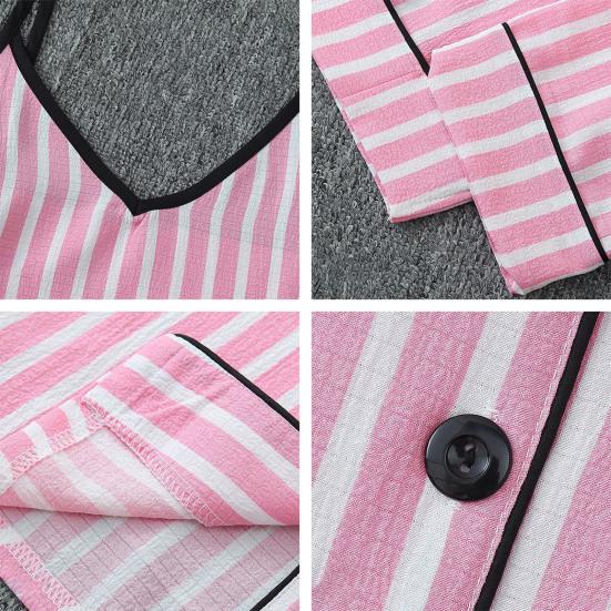 Women's 7-Piece Satin Pajama Set Sexy Cami Top Button Down Long Sleeve Top And Shorts Pants Sleepwear Pjs Set