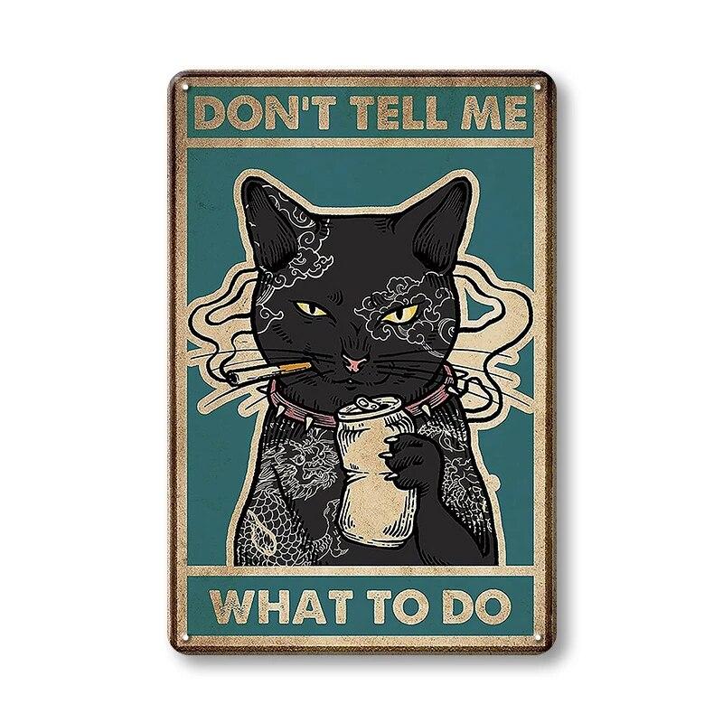 Винтажные металлические плакаты с черным котом, жестяная вывеска, мой Господь, настенные панно, забавные украшения, настенная живопись, модный стиль, домашний железный декор