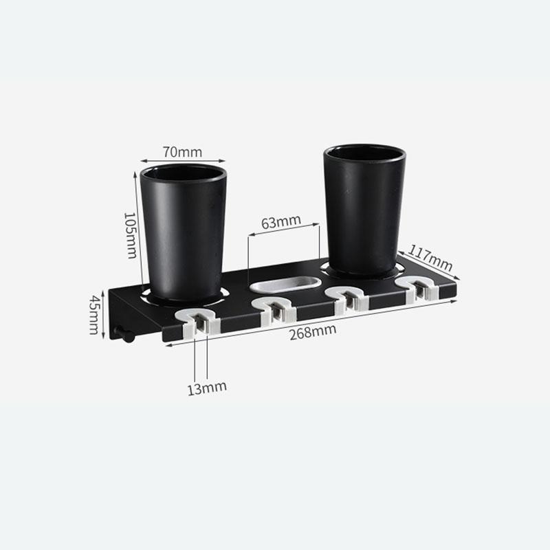 Bathroom Electric Toothbrush Rack Black/Nickel Wall Hanging Toilet Toothbrush Holder With Cup With Hook Bathroom Accessories