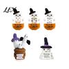 Adorable Holiday Party Favor Hand Knitted Halloween Ghost Ornament, Crochet Plush Doll with Tactile Comfort Sensory Toy Encouragement Card,