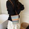 Women's Bag New Summer Straw Woven Shoulder Armpit Bag Contrasting Color Woven Shoulder Crossbody Small Bag Bucket Bag