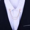 For Men Girl Double Chain Double Layer Women Brooches Korean Pin Pearl Collar Pin Collar Brooch