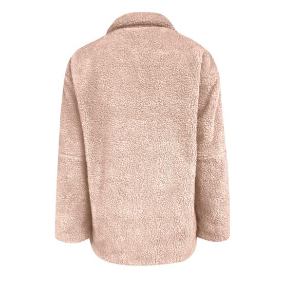 Женское зимнее шерстяное пальто с отложным воротником и карманами, свободная однотонная термозастежка-молния с длинными рукавами, куртка для школы, свиданий, поездок на работу