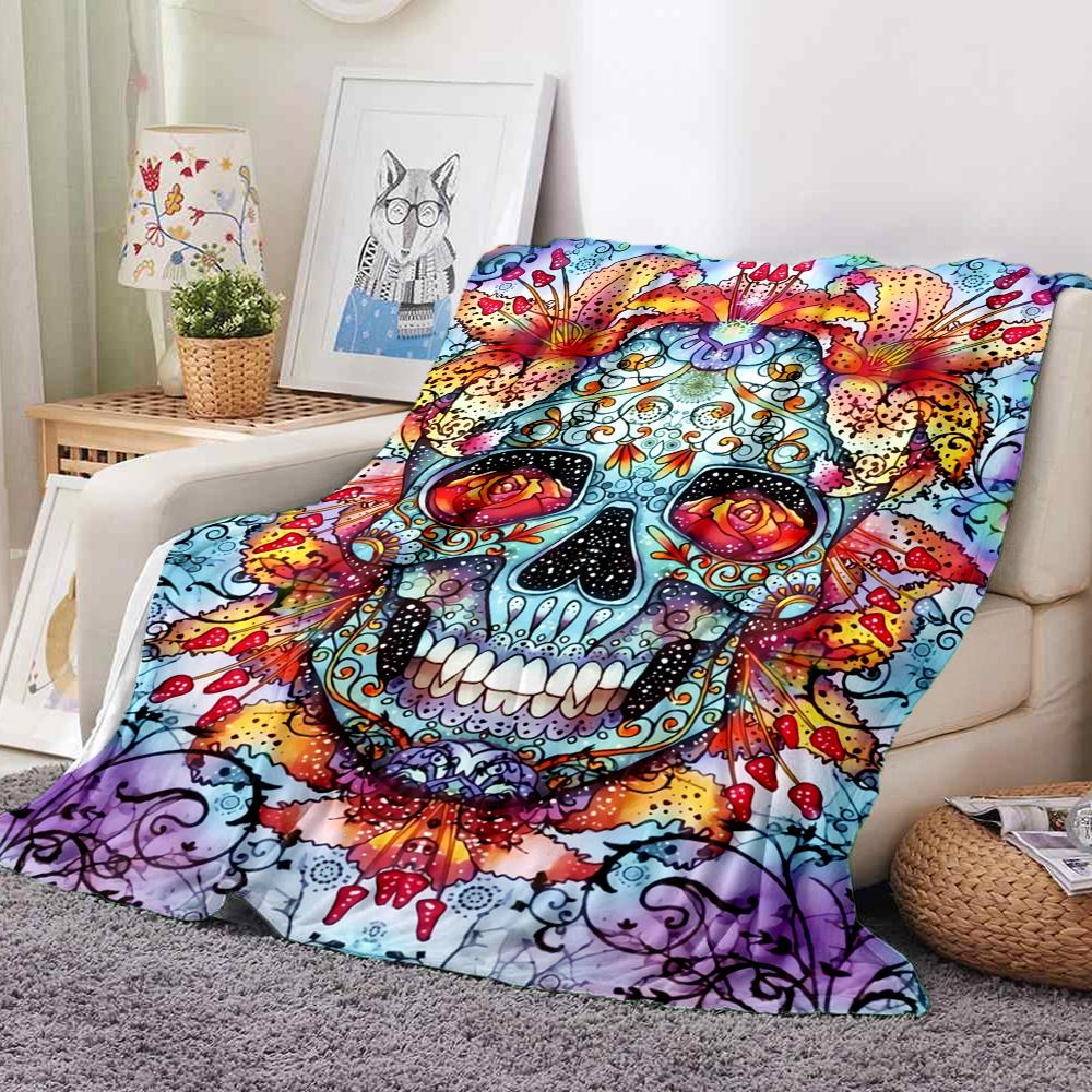 Sugar Skull Flannel Blanket Throw Blanket Soft Warm Sofa Bed Camping Car home Decor Unique Christmas Gift C930135
