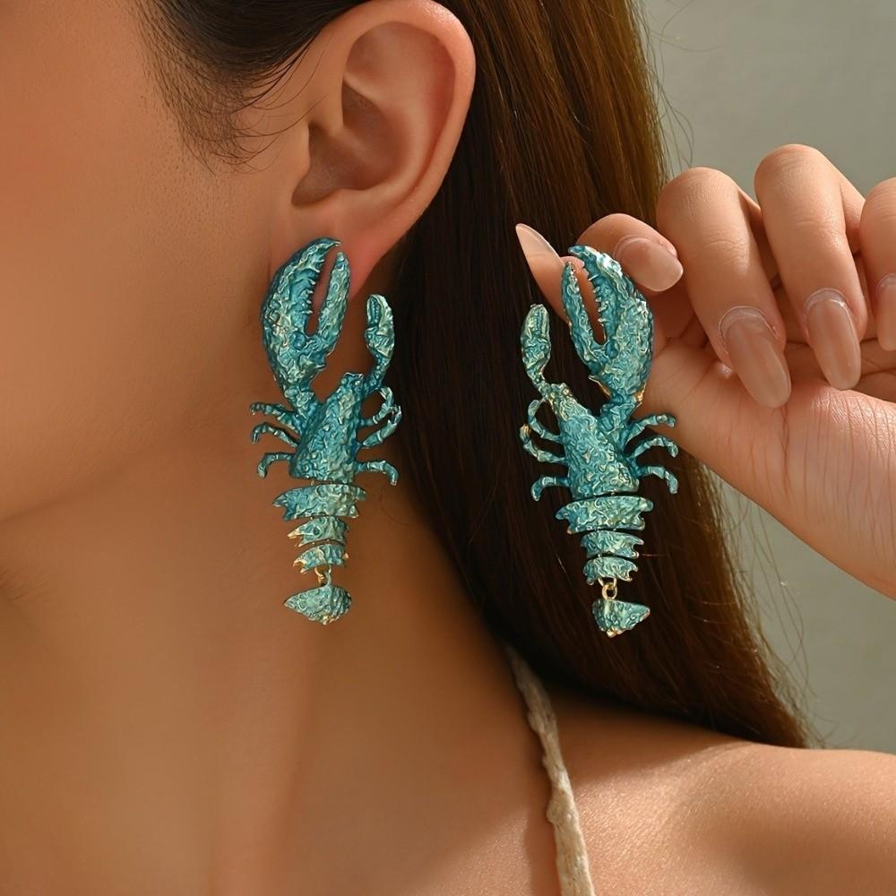 Metal Lobster Earrings Large Size Animal Drop Earrings Charm Crayfish Pendant Earrings Casual