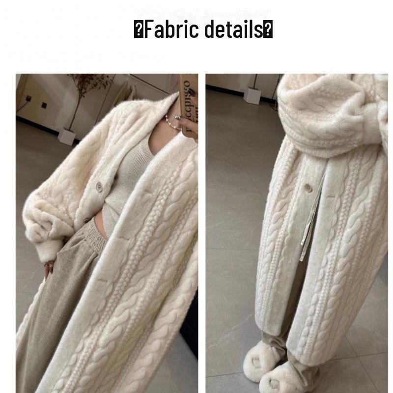 Экологичное женское меховое кожаное зимнее пальто с V-образным вырезом - новый стиль 2024 года