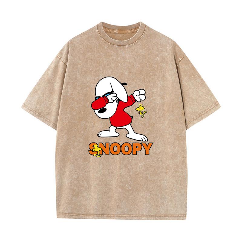 SX-89 MINISO 2026 Summer Vintage Wash Printed Pure Cotton Shoulder Style Men's and Women's Round Neck Short Sleeved Couple T-shirt