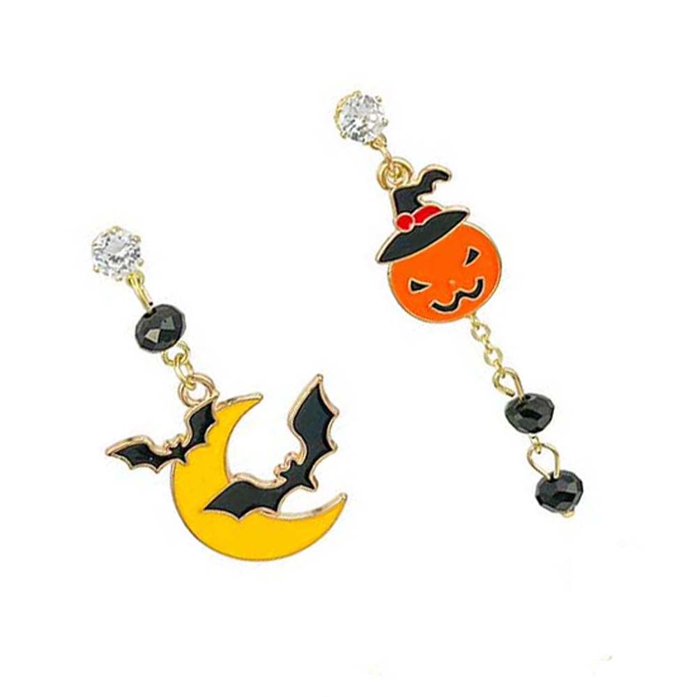Ghost Bat Magic Hat Halloween Earrings Women Ear Studs Dangle Ear Hook Halloween Dangle Earring