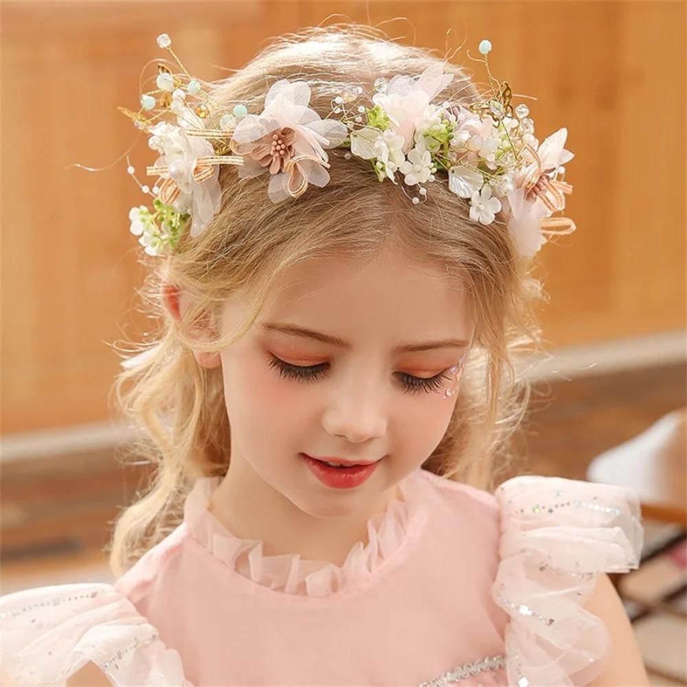 Imitated Pearl Kids Flower Crown Bohemian Head Hoop Cute Head Wreath  Girls Adult Hair accessories