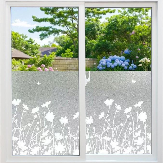 Self-adhesive PVC Static Cling Window Film Suitable for Bathroom and Shower Windows, Transparent or Opaque Window Film for Living Room Home Decoration