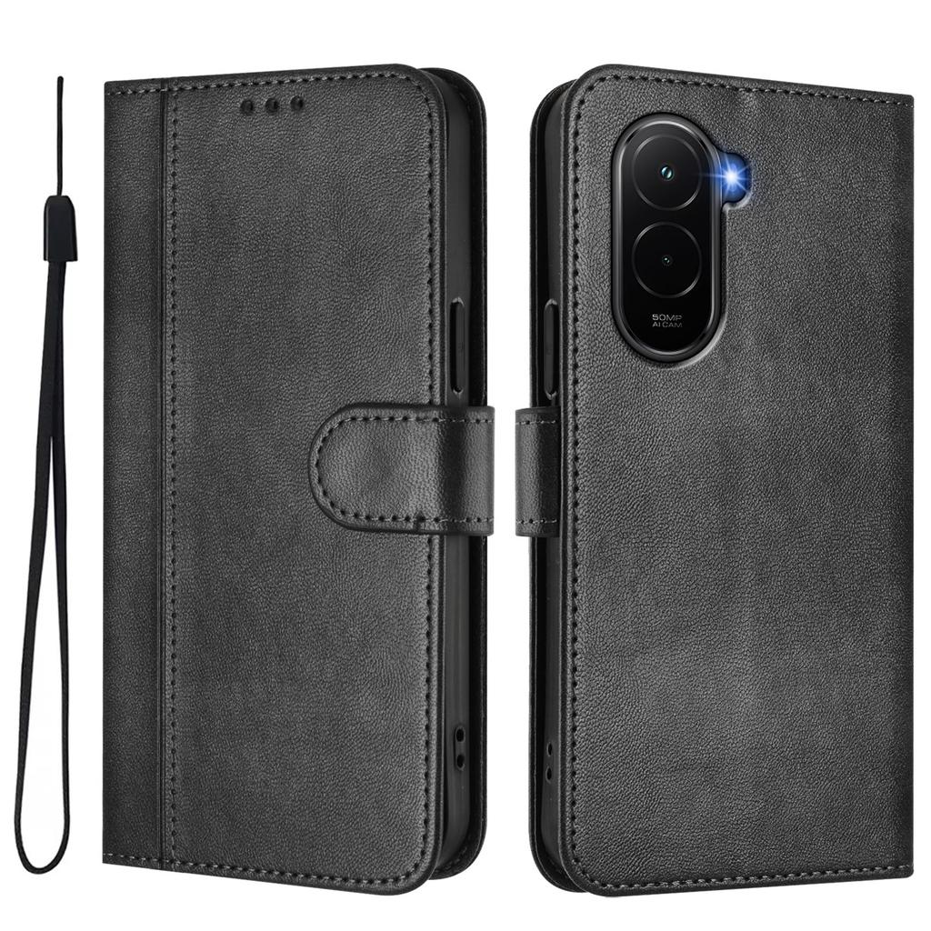 For Xiaomi Poco M7 Plus 5G/M7 4G (169mm) Cases Wallet Stand Retro Texture Leather Phone Cover with Lanyard