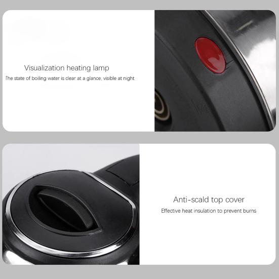 Маленький электрический чайник объемом 2 л с эргономичной ручкой, легко моющийся, портативный дорожный чайник, мини-водонагреватель с автоматическим отключением