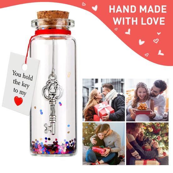 Романтический подарок на годовщину для нее, для него, у тебя есть ключ к моему сердцу. Бутылка, маленькая стеклянная банка желаний на День святого Валентина, годовщину, Рождество.