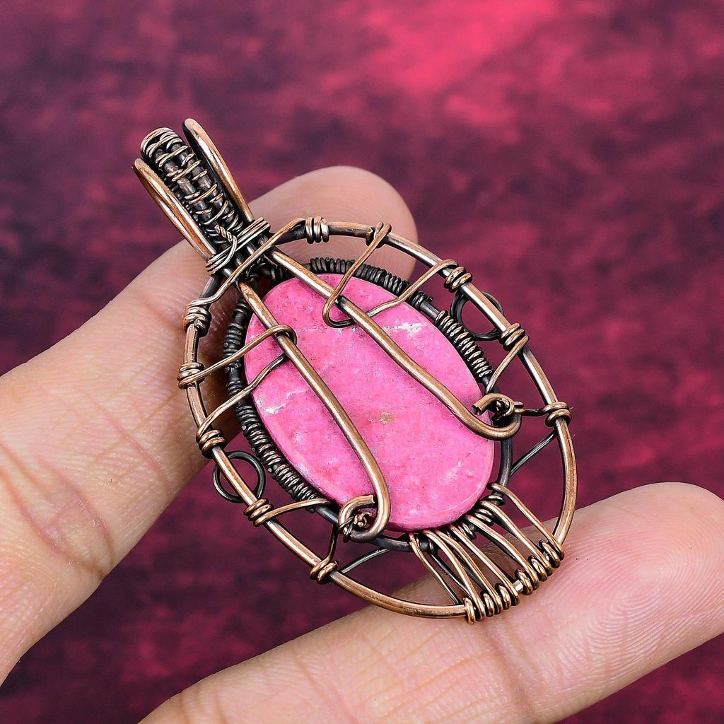 Tree Of Life Thulite Pendant Gemstone Jewelry Copper Wire Wrapped Antique Pendant