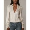 Women S Long Sleeve V Neck Solid Color Casual Blouse