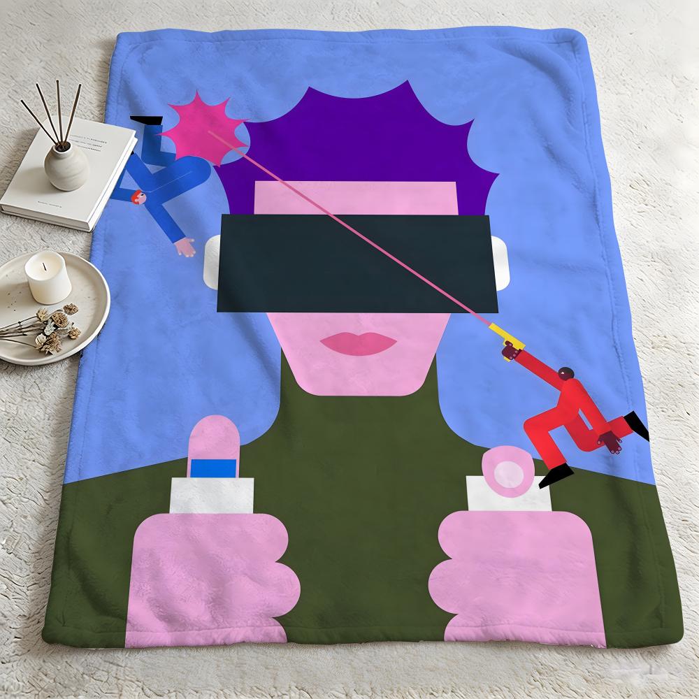 artist AAndy Huangg Throw Warm Soft Flannel Blanket Multiuse for Sofa Bed Camping Travel Nap