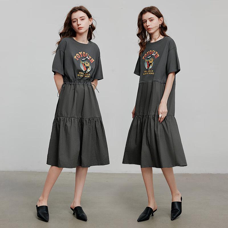 Chuyu Women's 2025 Summer Loose Spliced T-shirt Dress