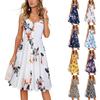 Fashion Women's Print Casual V-neck Sleeveless Button Suspender Dress