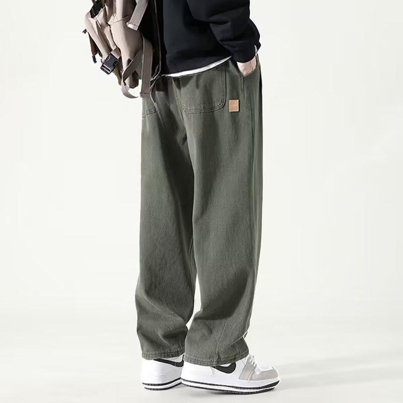 Мужской ретро-комбинезон с широкими штанинами: Модные повседневные свободные прямые брюки на весну и осень