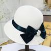 Элегантная шляпа-ведро с разрезом и бантом, складная шляпа от солнца, весна-лето, соломенная шляпа от солнца для женщин
