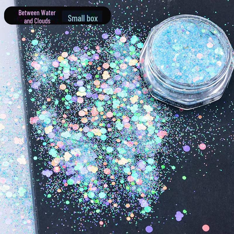 Dreamy Summer Glitter Mix: Hexagonal Sequins, Laser, and Fine Glitter In DIY Hemp Material.