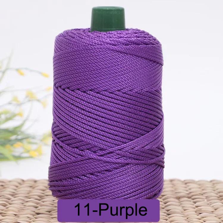 3 мм Цветной Крученый Плетеный Шнур, Полая Нить, Полиэстеровый Шнур Макраме, Черная Пряжа для Вязания Крючком, Пряжа для Вязальщицы