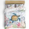 Sea Turtle Blue Starfish Shell Duvet Cover With Pillow Case Custom 3pcs Bedding Set Quilt Cover Double Bed Home Textile