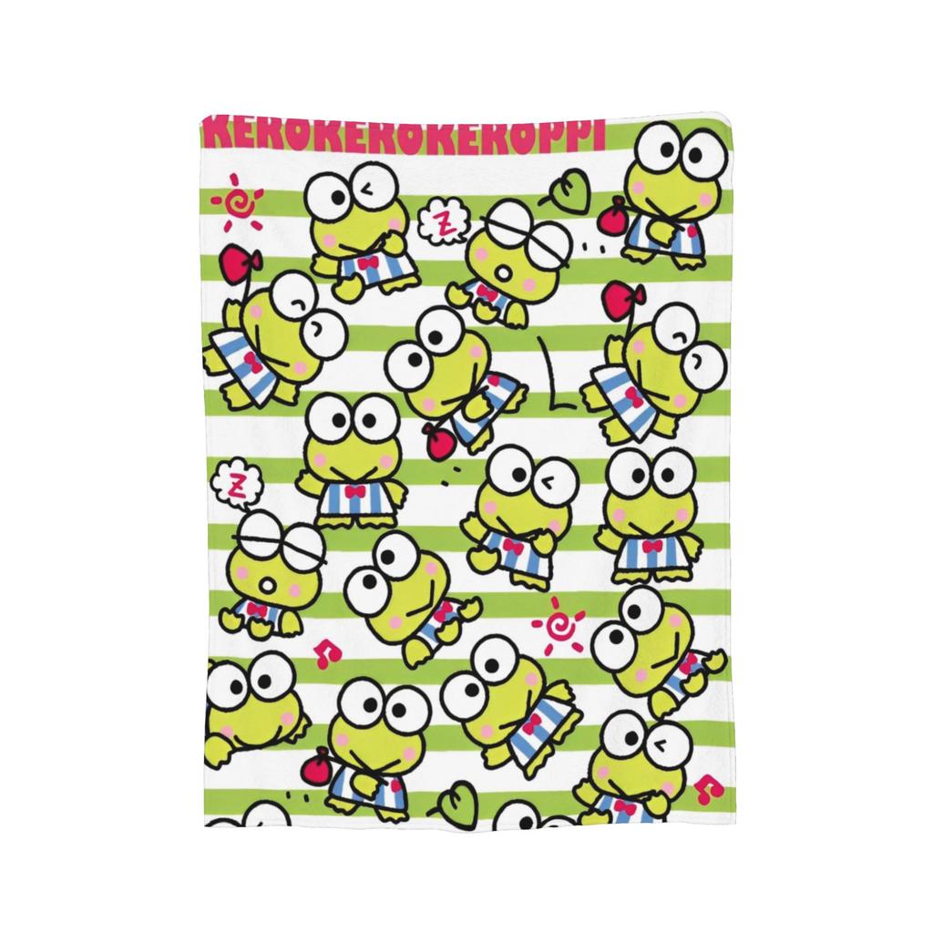 Keroppi Flannel Blankets Anime Fashion Throw Blankets for Home 125*100cm Bedspread,