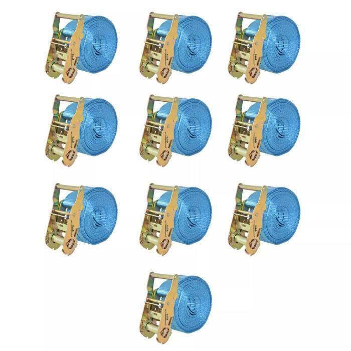 VidaXL Ratchet Tie-Down Strap 10 Pcs 2 Tons 6 M X 38 Mm Blue