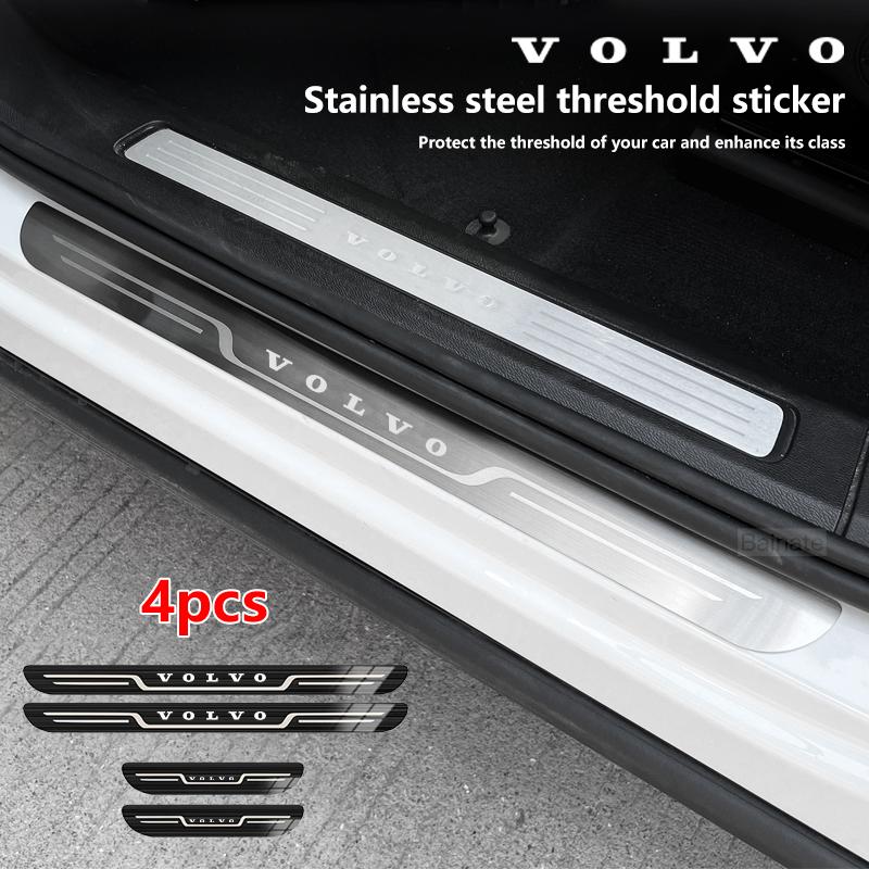 Накладка на порог автомобиля из нержавеющей стали для VOLVO XC60 XC90 S60 S90 V60 V90 EX30, Защитная наклейка на порог из углеродного волокна