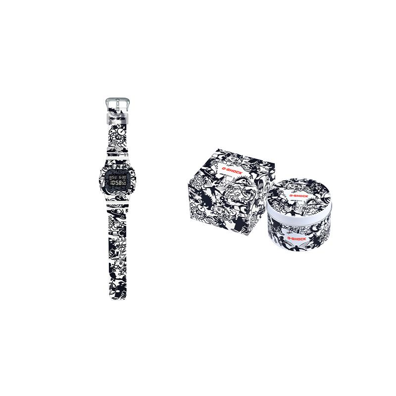 Casio G-SHOCK Серия G-UNIVERSE граффити ретро классический маленький квадратный водонепроницаемый кварцевый механизм полимерный ремешок японские и корейские часы DW-5600GU-7PRG