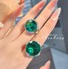 Luxury Designer Queen Simulated Paraiba & Emerald Ring for Women