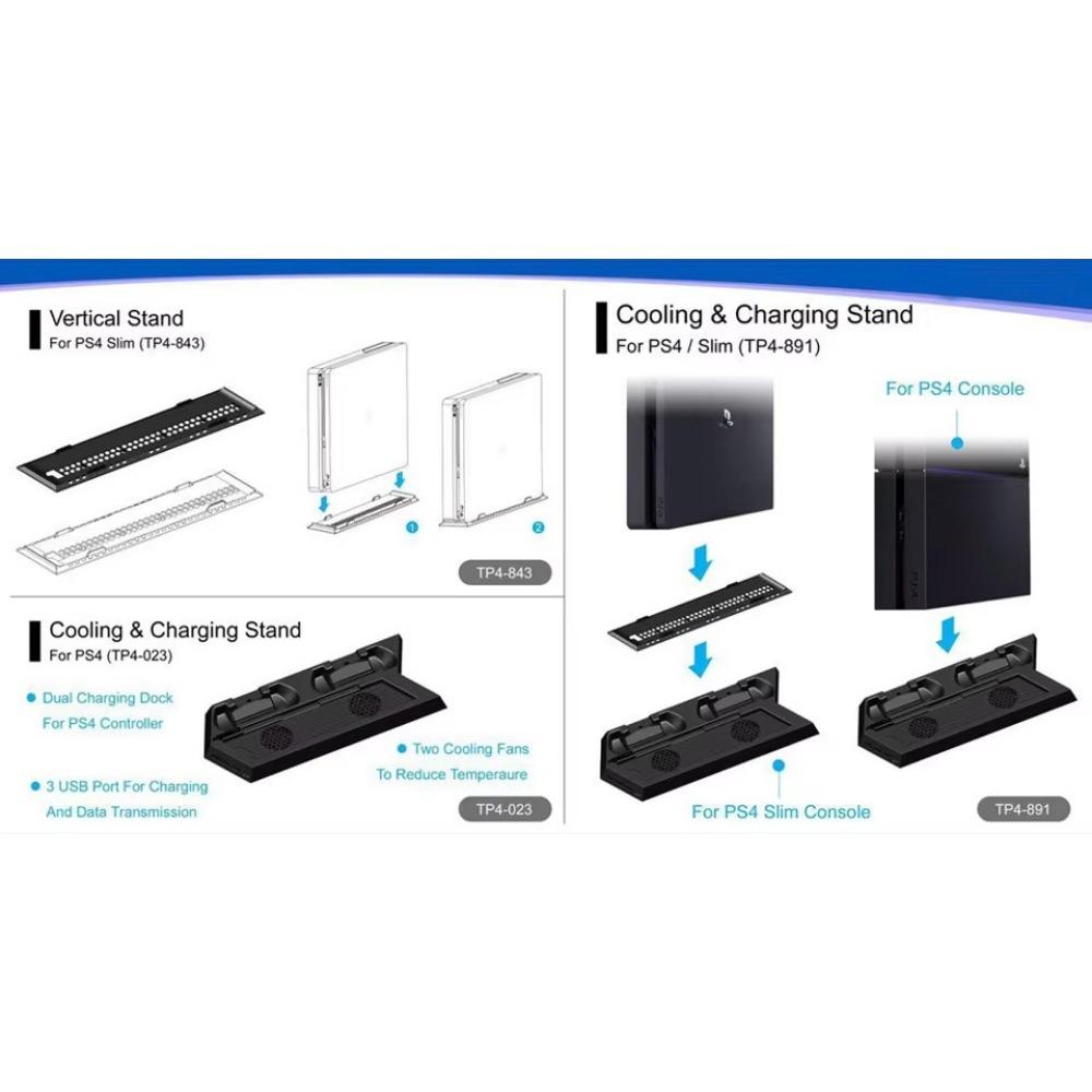 Вертикальная подставка для PS4 Slim / PS4 с охлаждающим вентилятором для Playstation 4