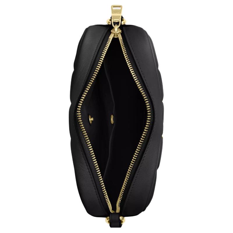 COACH 20 Brand Logo Zipper Closure Nappa Leather Camera Bag Crossbody Shoulder Bag Small Women Black