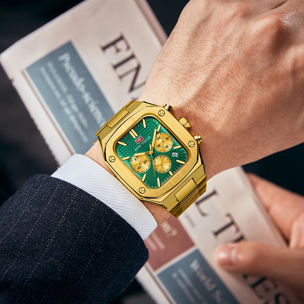 Top Luxury With Box MINI FOCUS Watch Square Men's Watch Waterproof Marine Watch Multifunctional Steel Belt Men's Quartz Watches