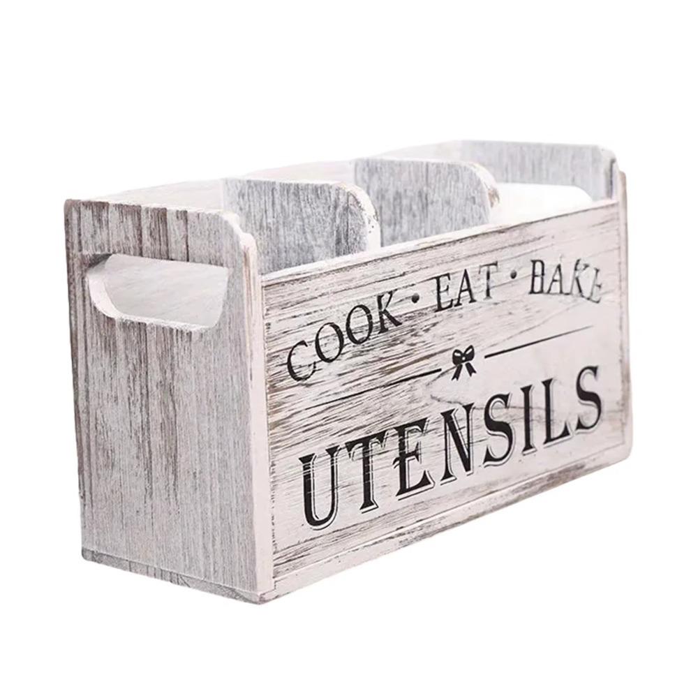 Wood Material Wood Kitchen Utensils Holder With Drainage Holes Tableware Stand Kitchen