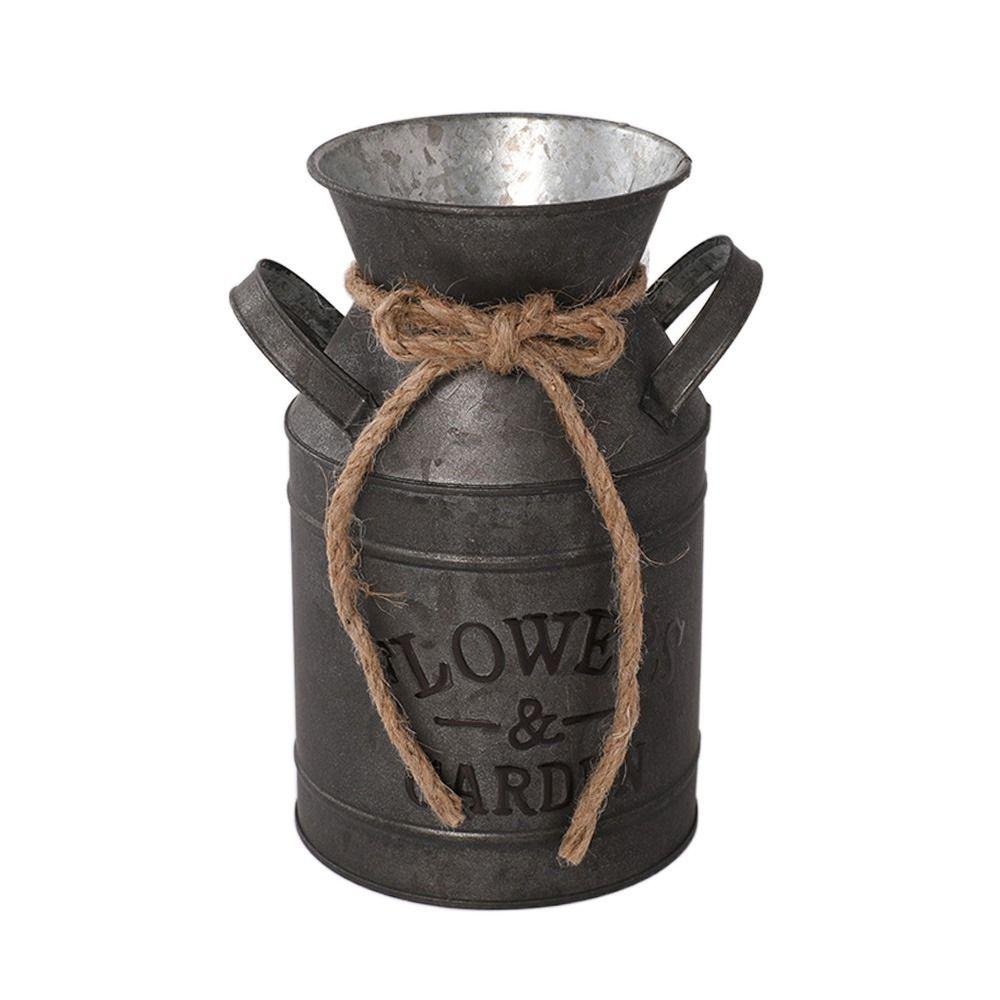 Balcony Flower Pot Vintage Iron Flower Pot Iron Sheet Metal Flower Vase Portable Garden Bucket