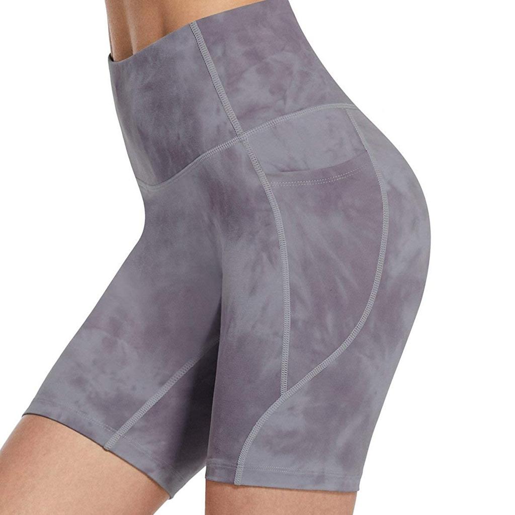 Женские шорты для йоги с высокой посадкой, облегающие, с эффектом подтяжки бедер, окрашенные методом печати