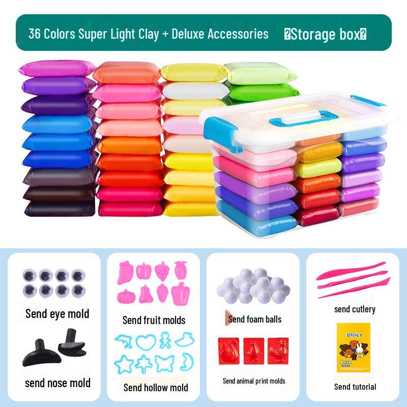 Super Light Clay: 12, 24, or 36 Color Sets for DIY Modeling, Eraser Clay, and Educational Space Clay