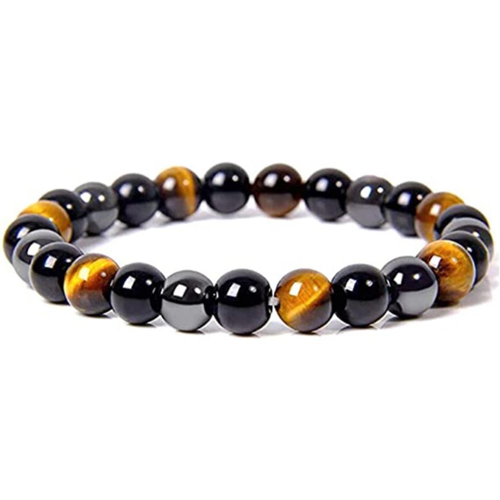 Natural Agate Stone Bracelet Men's Adjustable Black Magnet Hematite Bracelet