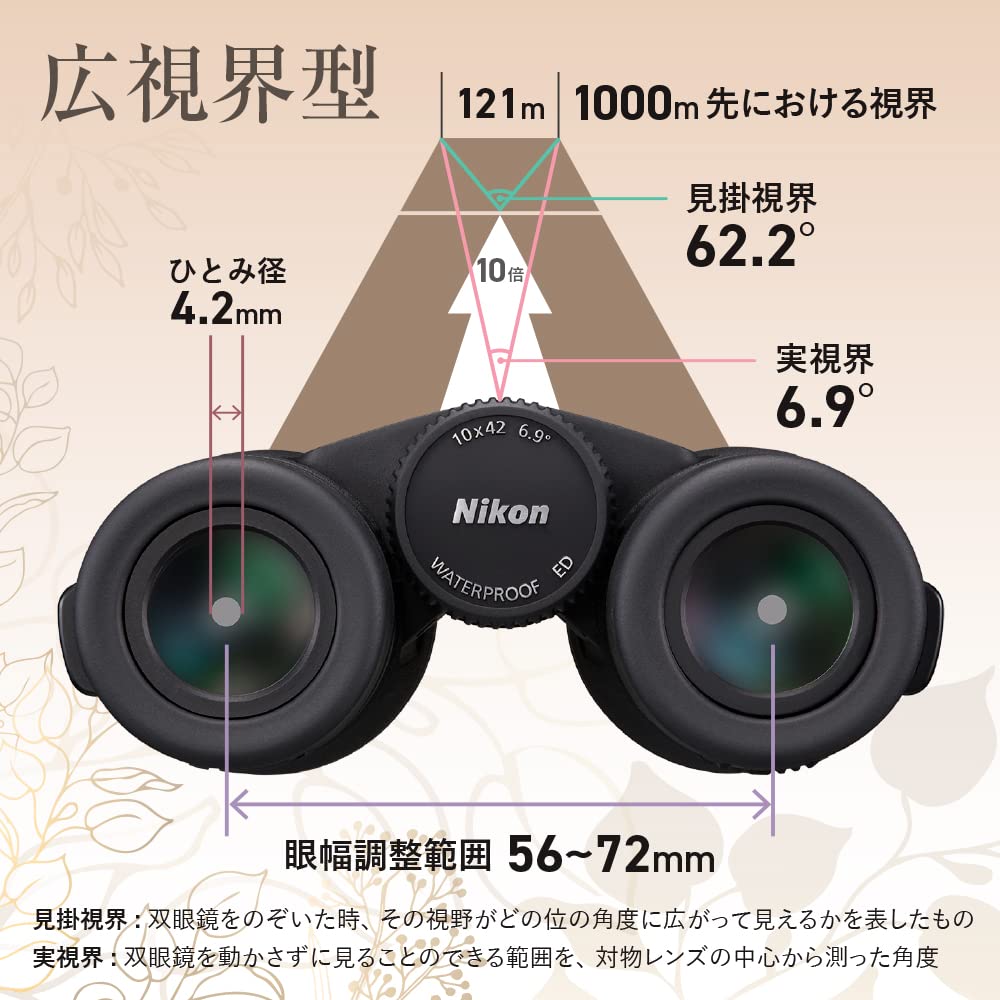 Nikon Monarch M7 10x42 Roof Prism 10x 42mm Suitable for and Binoculars, Type, Magnification, Diameter, Concerts, Travel, Birdwatching, All-Around Use.