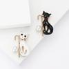 Cute Alloy Enamel Cane Cat Brooch Versatile Temperament Women'S Suit Shirt Corsage Jewelry Pin