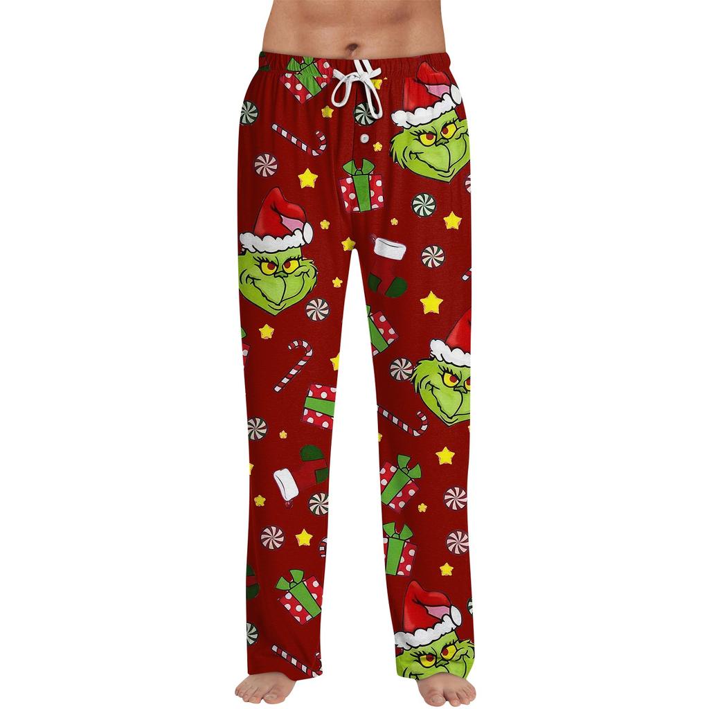 Men's Allover Printed Home Pants Sleeping Pajama Pants Long Pants Pajama Pants